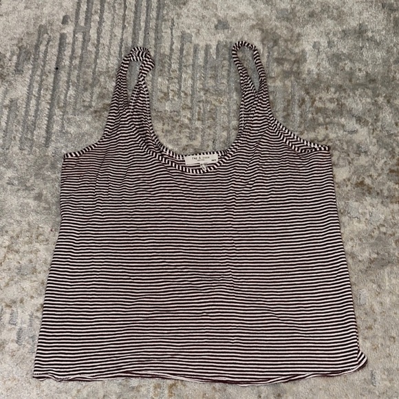 rag & bone Michal Linen Blend Tank Top in Burgundy Multi Size xs - Picture 5 of 8